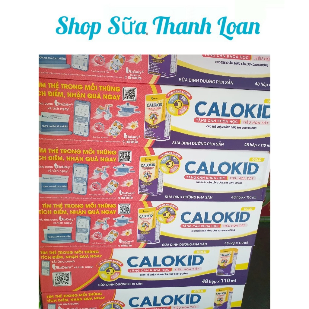 COMBO 2 Thùng 96 Hộp Sữa Bột Pha Sẵn Vitadairy CALOKID GOLD 110ml.