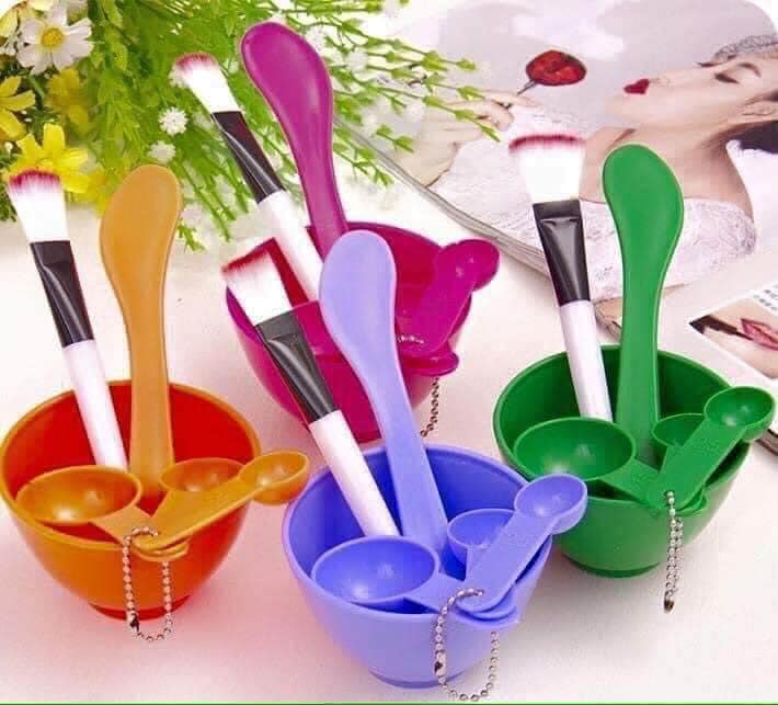 Bộ chén cọ trộn đắp mặt nạ 6 món, dụng cụ trộn mặt na