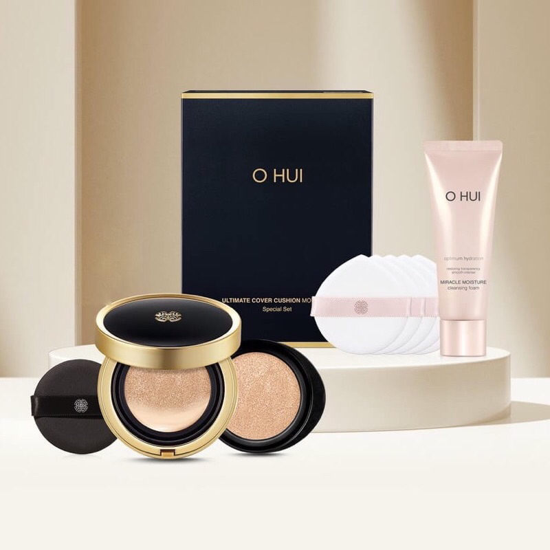 Set phấn nền trang điểm Ohui tặng kèm 1 lõi và sữa rửa mặt dưỡng ẩm