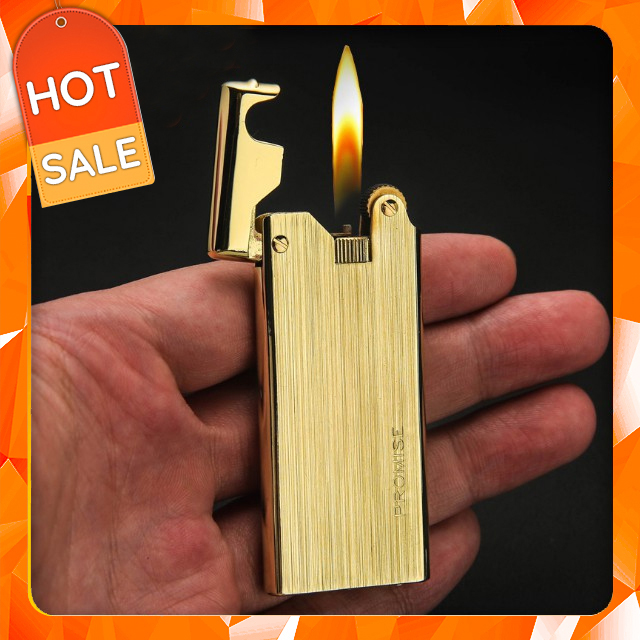 Vỏ hộp quẹt bật lửa ga đá bằng đồng promise bnc007-a01, thiết kế nhỏ gọn siêu mỏng