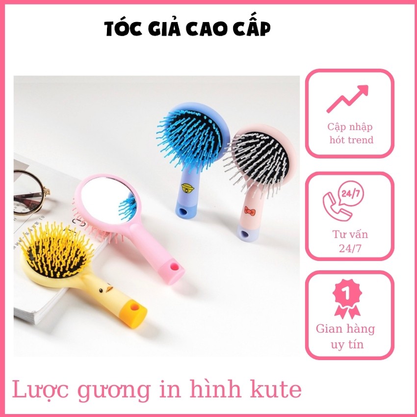 Lược chải tóc giả có gương- in hình kute ❤️FREESHIP❤️ lược chải tóc