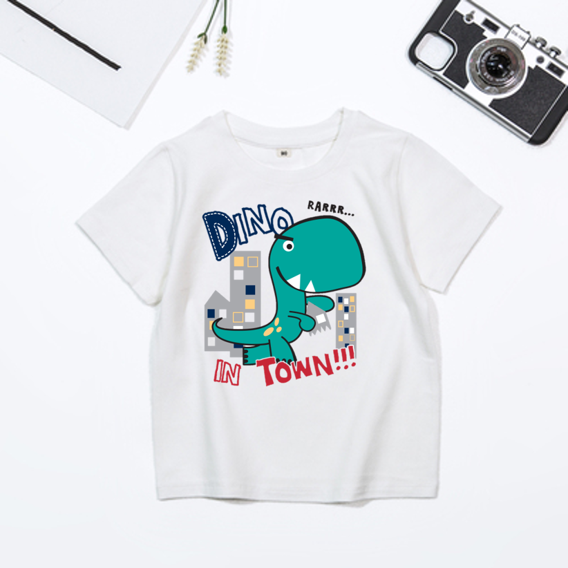 [size 5 - 90kg] áo thun vải đẹp nam nữ  bé trai, gái  áo in hình khủng long dino   áo thun cặp nhóm, áo thun mặc cho cả gia đình.