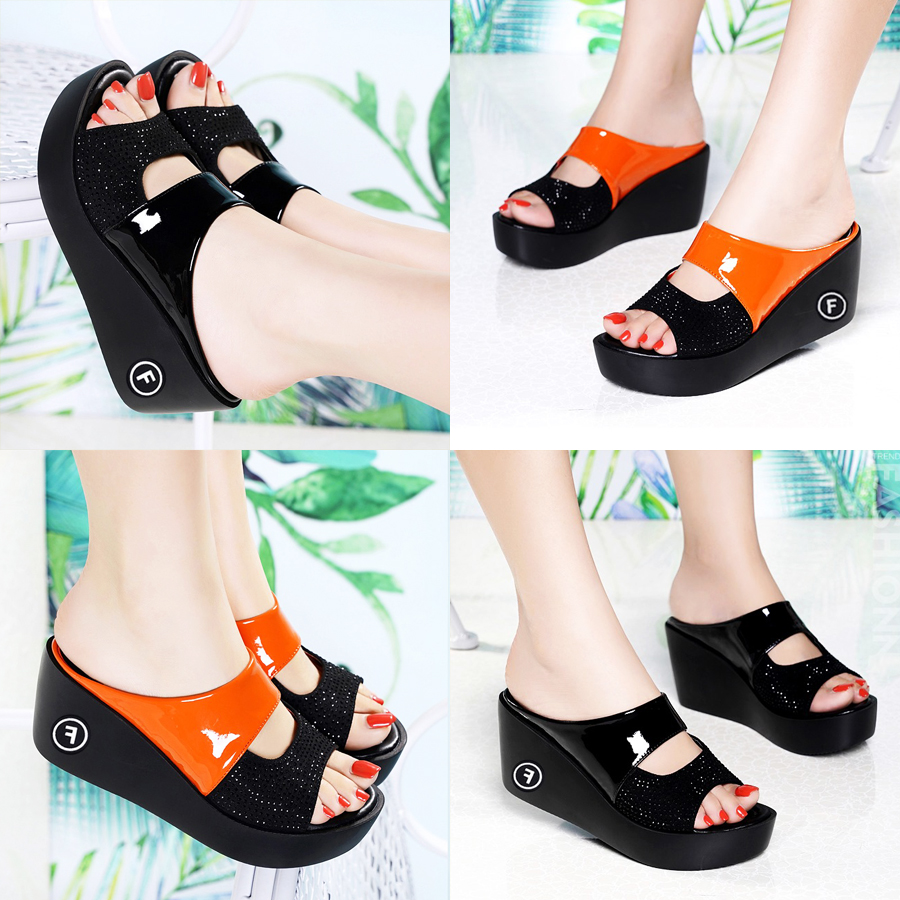 Dép đế xuồng nữ phối màu đính đá cao cấp Đủ size 35 đến 39 - SD468