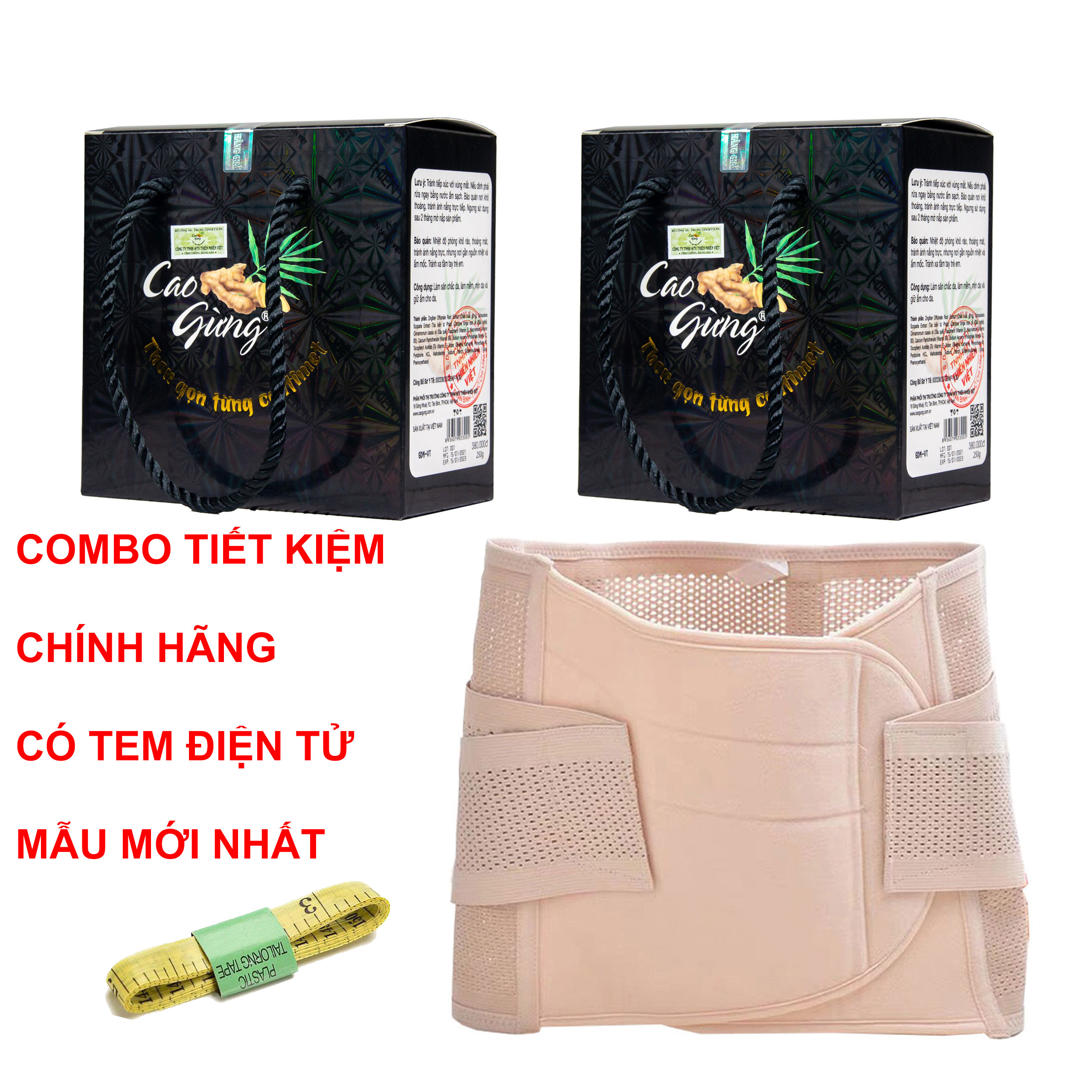 Bộ 2 hộp cao gừng tan mỡ THIÊN NHIÊN VIỆT - TẶNG GEN NỊT BỤNG CAO CẤP + THƯỚC DÂY thon gọn vòng eo đùi tay