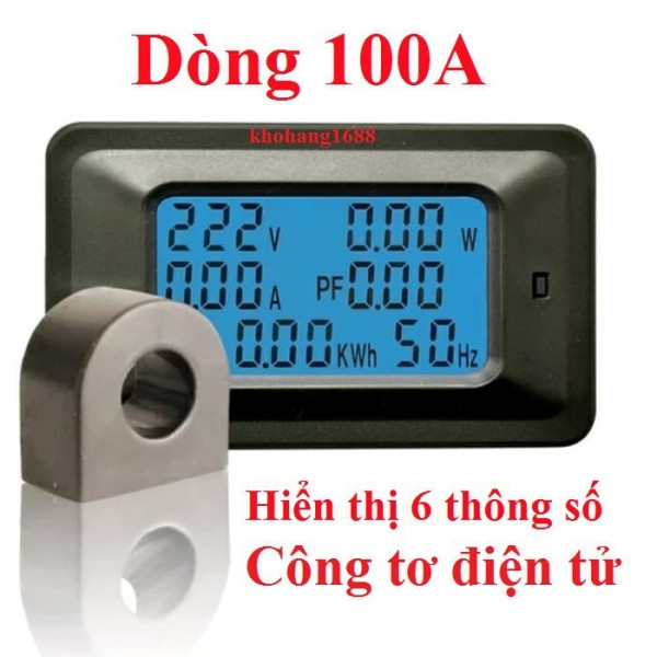 Đồng hồ điện tử hiển thị 6 thông số,Thiết bị đo công suất 100A 220V,công tơ điện tử
