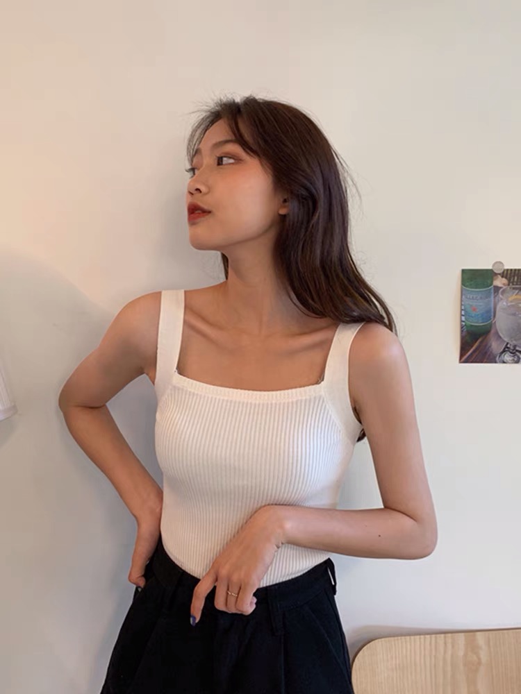 VN231 Áo 2 dây bản to dệt kim basic mùa hè
