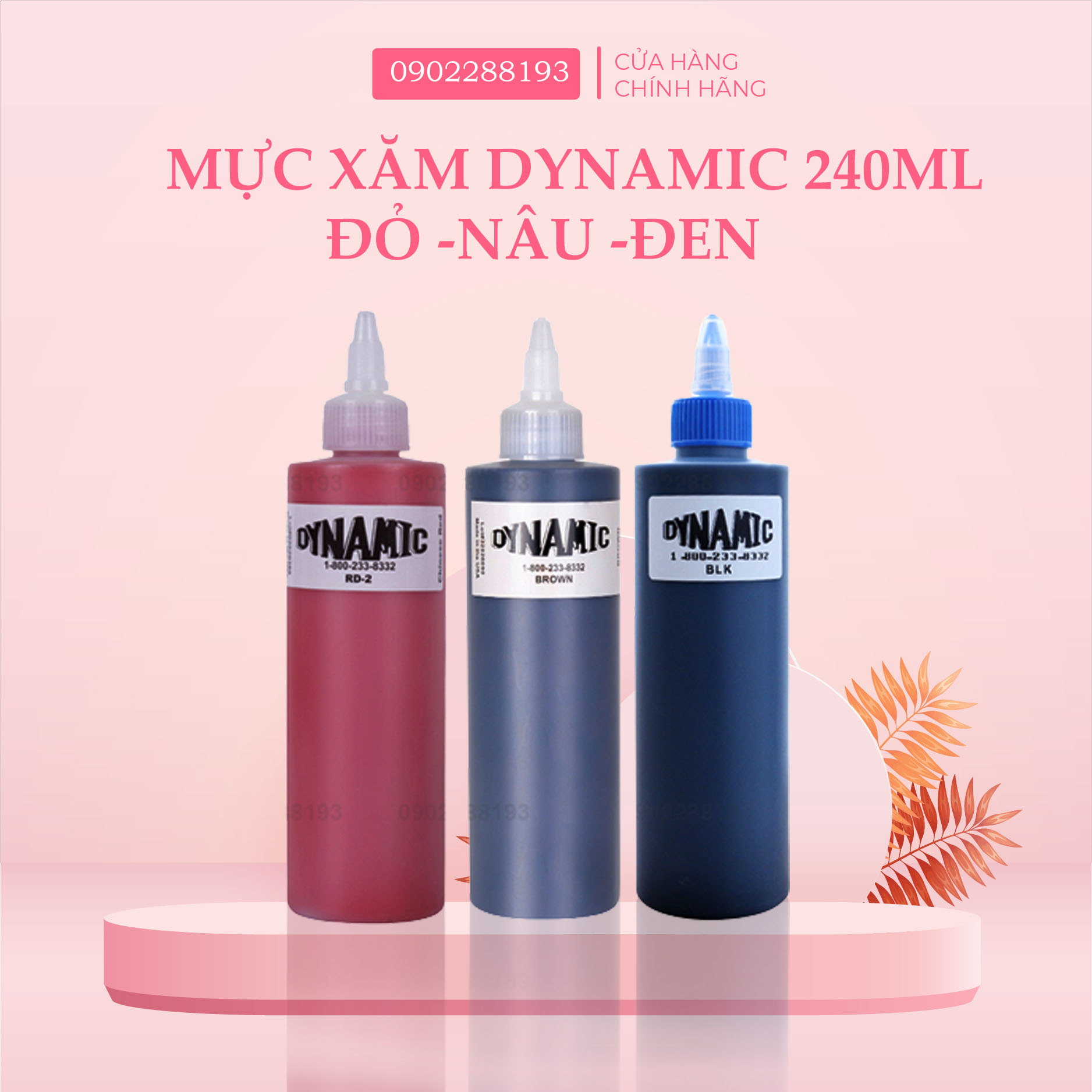 Mực màu đen nâu đỏ xăm hình Dynamic 240ml Tattoo Thẩm Mỹ