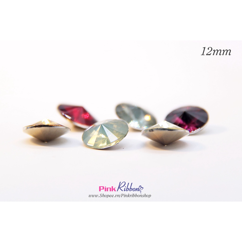 SET 10 HẠT - Hạt nhựa tròn đế  giả đá 12mm