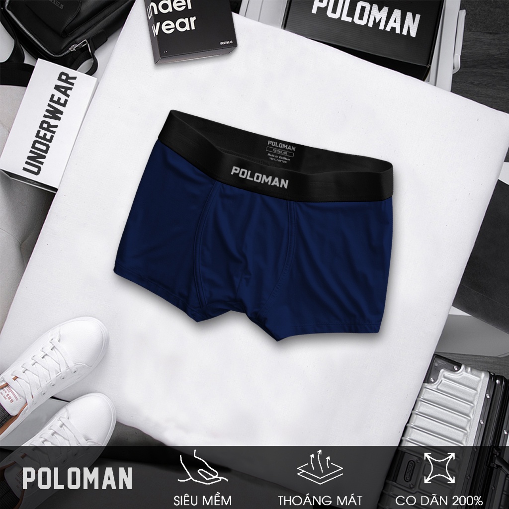Boxer sịp đùi lụa sữa poloman quần lót nam thun lụa chất đẹp sịp mát lạnh