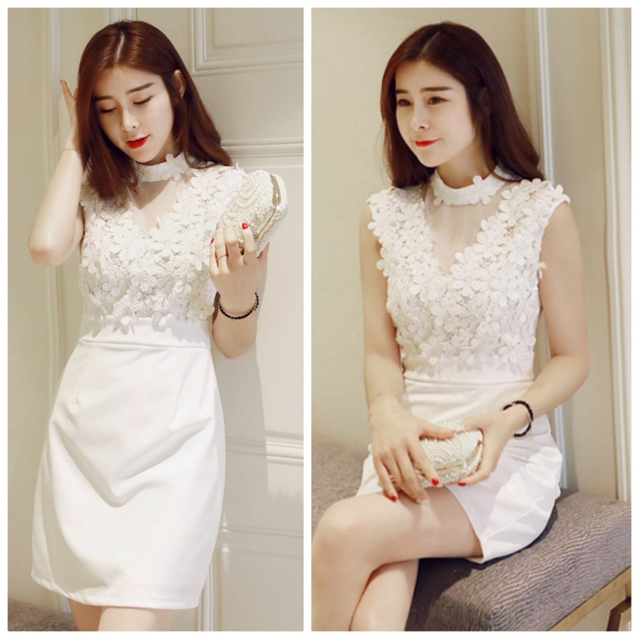 Đầm Ôm Body Dự Tiệc Phối Ren Hoa Mai NT6093