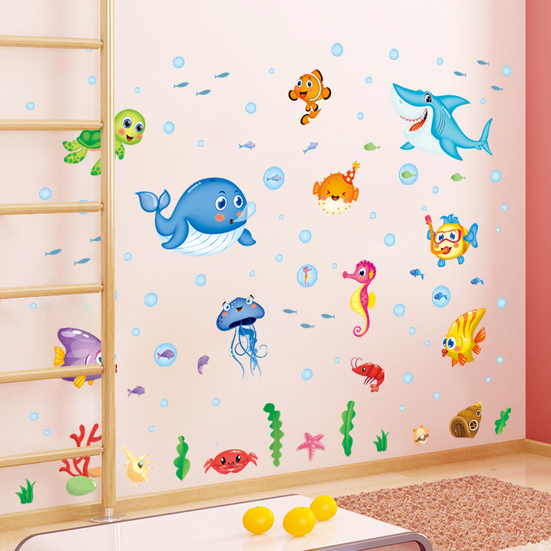 TRANH CÁC LOẠI CÁ ĐẠI DƯƠNG CHO BÉ - Decal dán tường