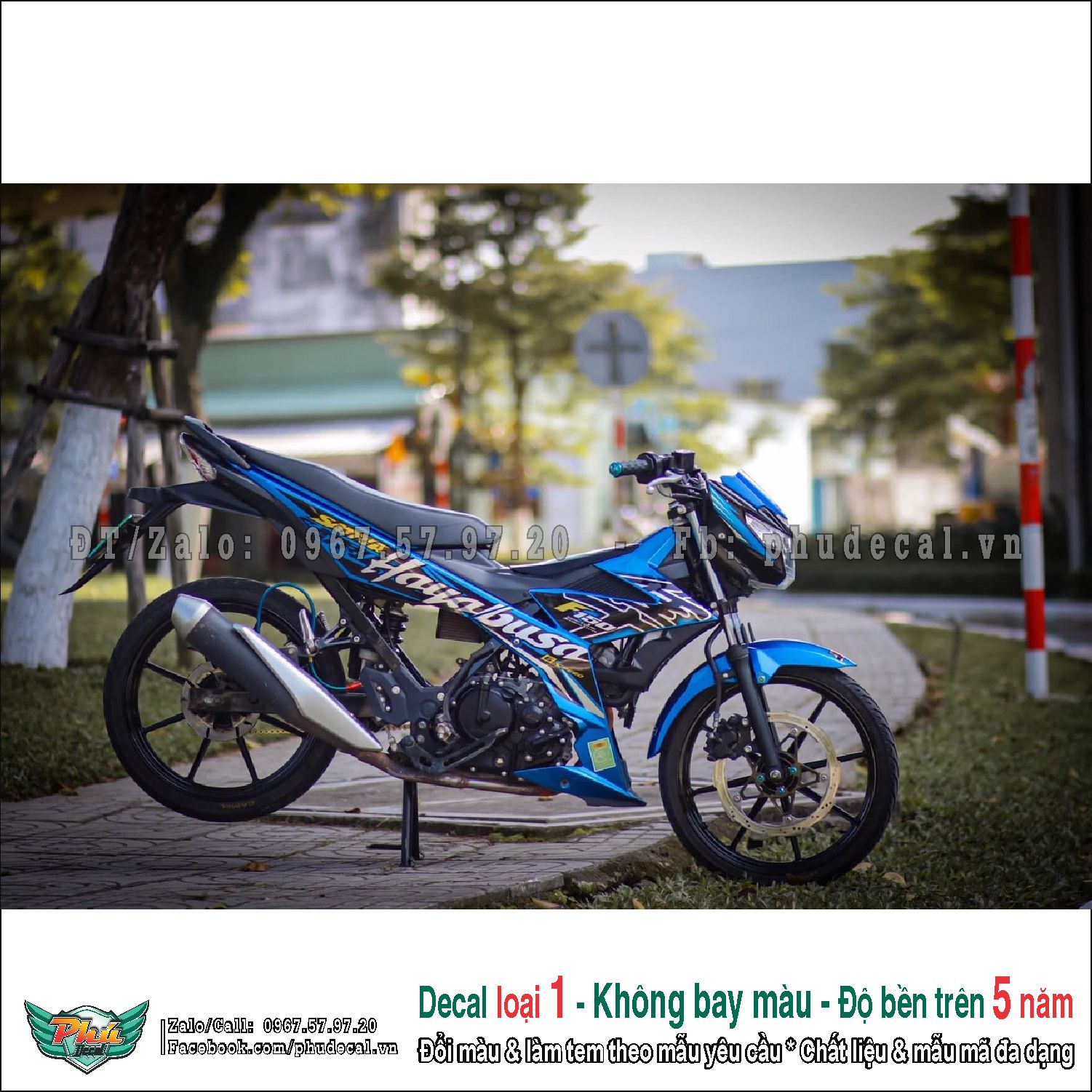 Tem rời Satria xanh đen hayabusa
