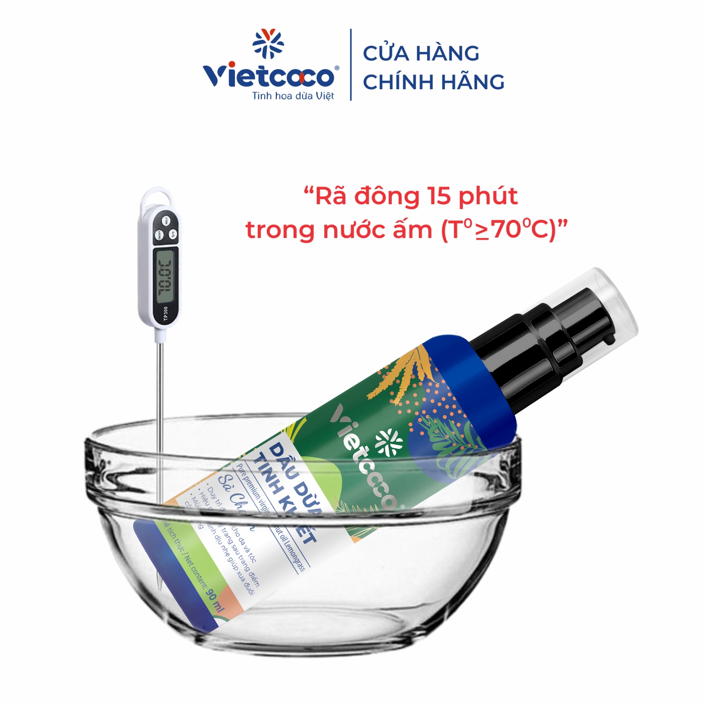 Dầu dừa tinh khiết mỹ phẩm Vietcoco Sả Chanh 90ml