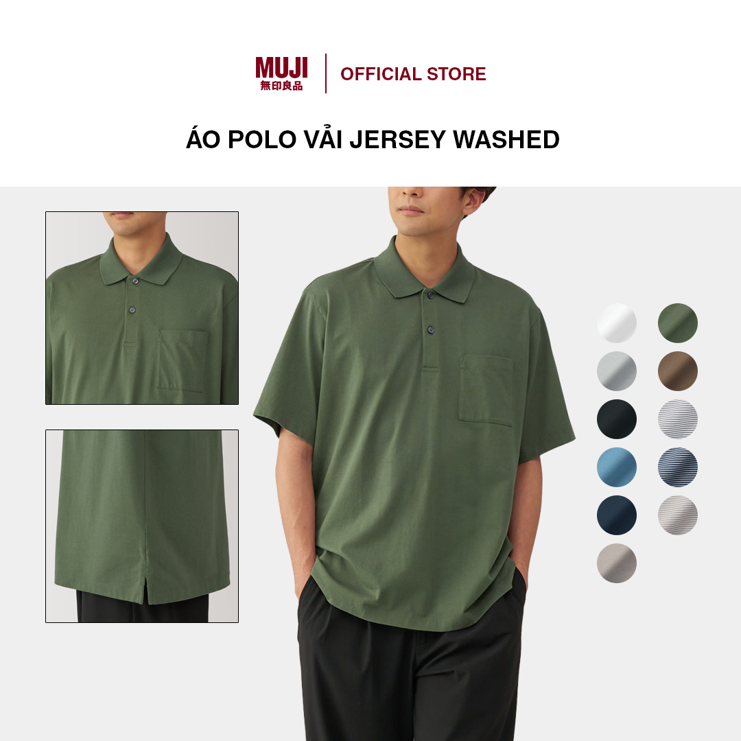 Áo Polo Vải Jersey Washed MUJI