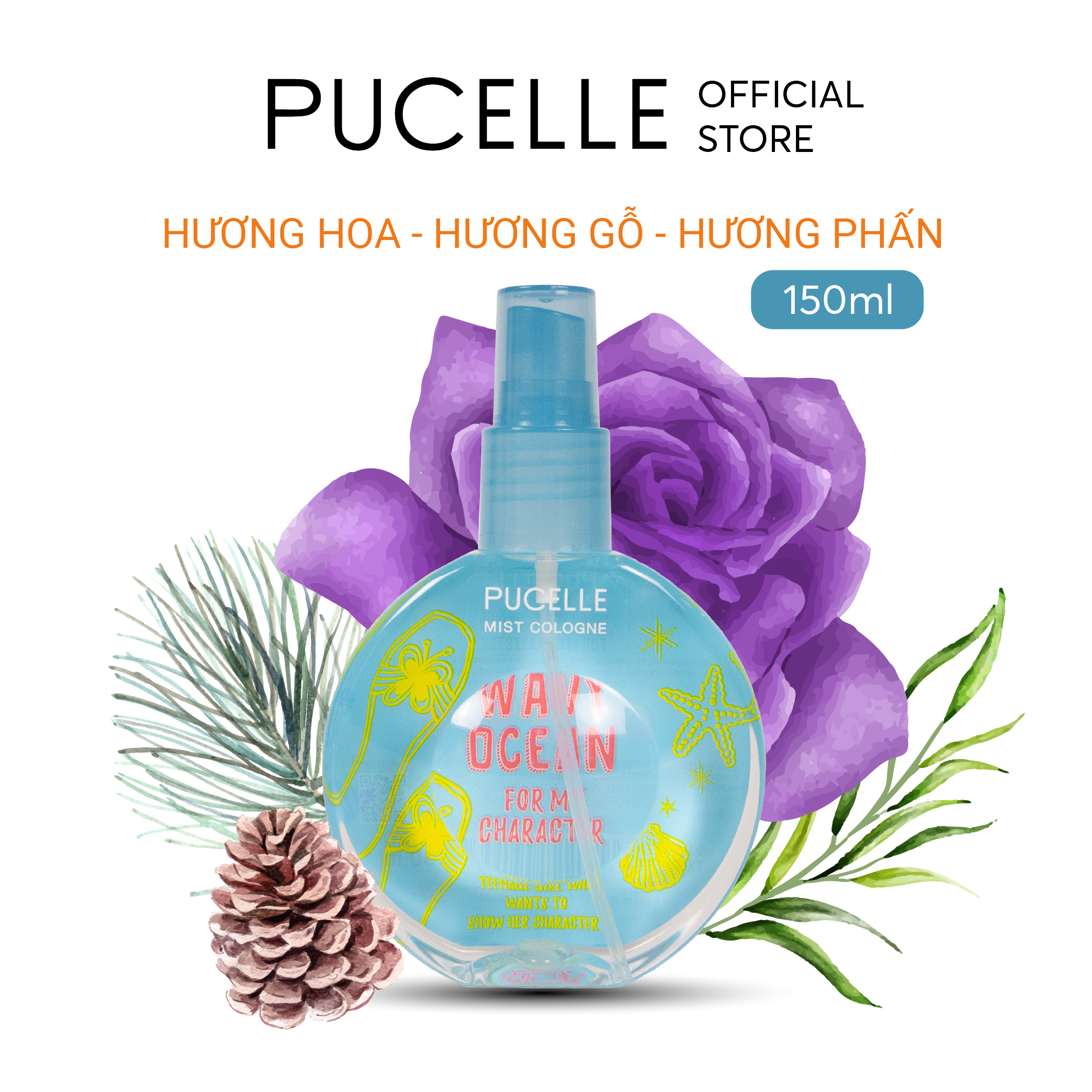 Nước Hoa PUCELLE MIST COLOGNE WAVY OCEAN FOR MY CHARACTER 150ml