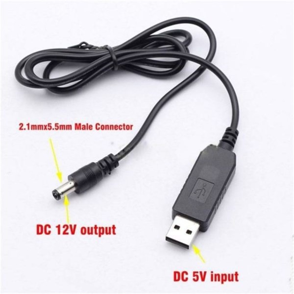 Cáp tăng điện áp từ sạc dự phòng 5V usb sang 9V 12V 5.5mm