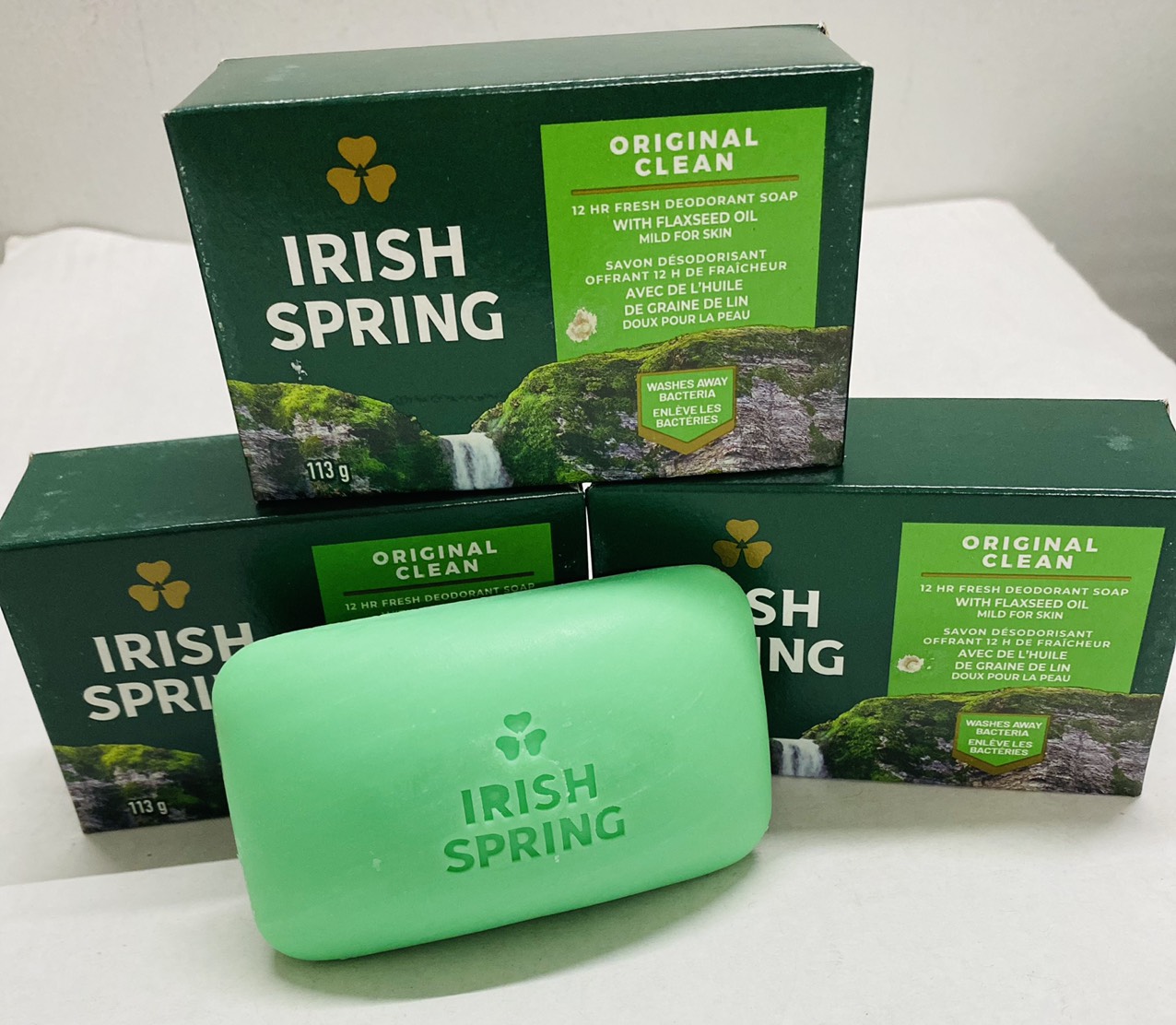 Combo 3 bánh xà phòng diệt khuẩn mỹ irish spring original 113g