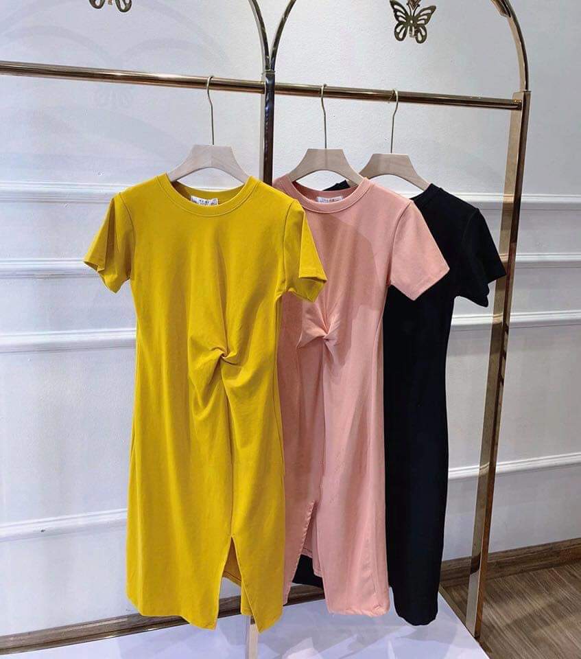 Sale xả đầm thun cotton trơn  nữ