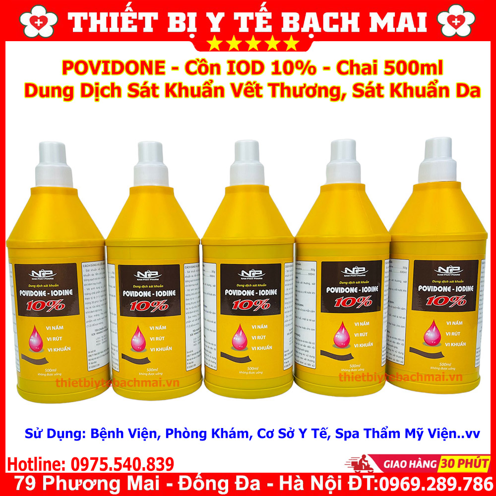 Dung dịch sát trùng vết thương povidon 500ml , cồn iot sát khuẩn