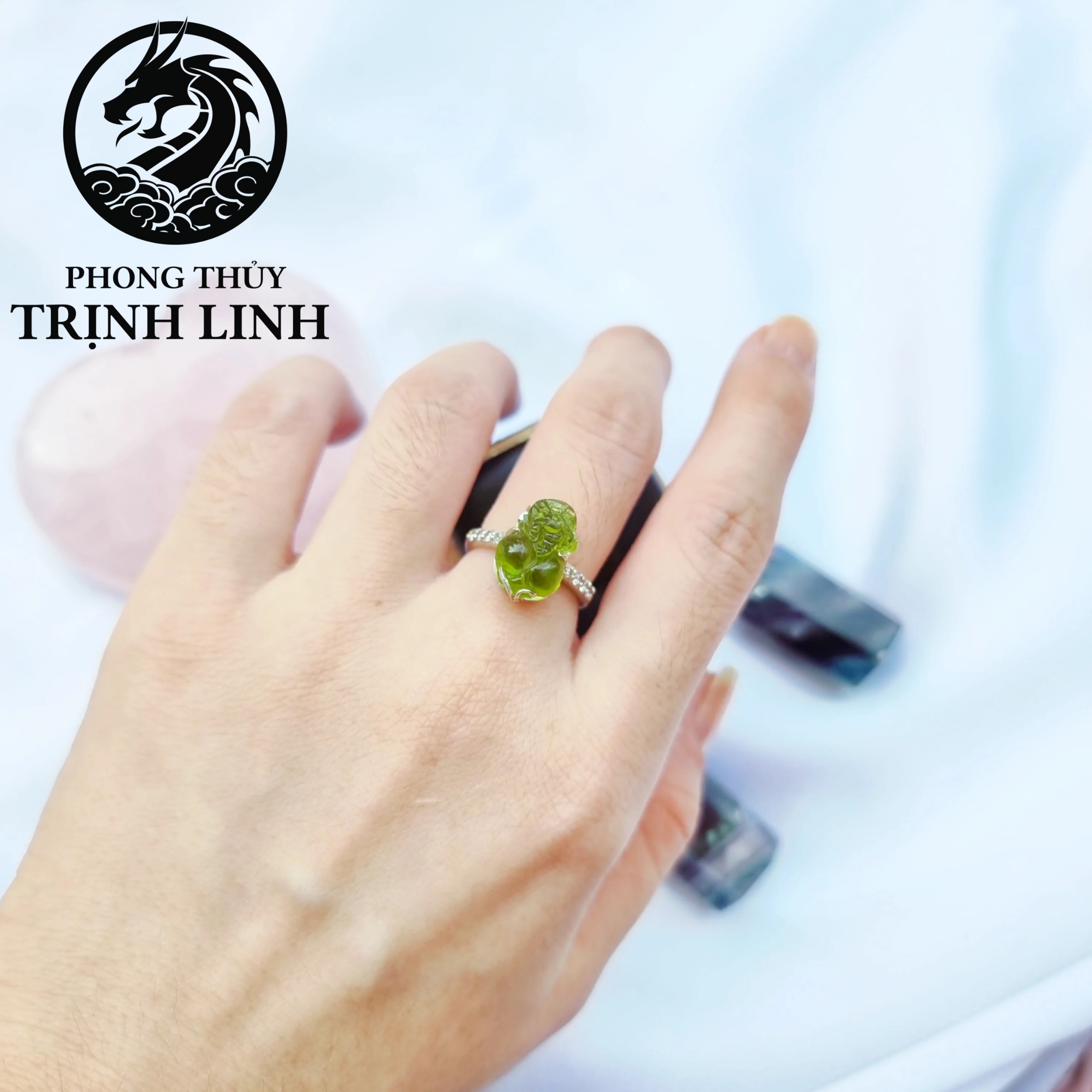 NHẪN BẠC TỲ HƯU PERIDOT (INBOX ĐẶT SIZE)