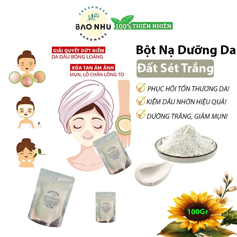 500Gr Bột Đất Sét Trắng WHITE CLAY Làm Đẹp