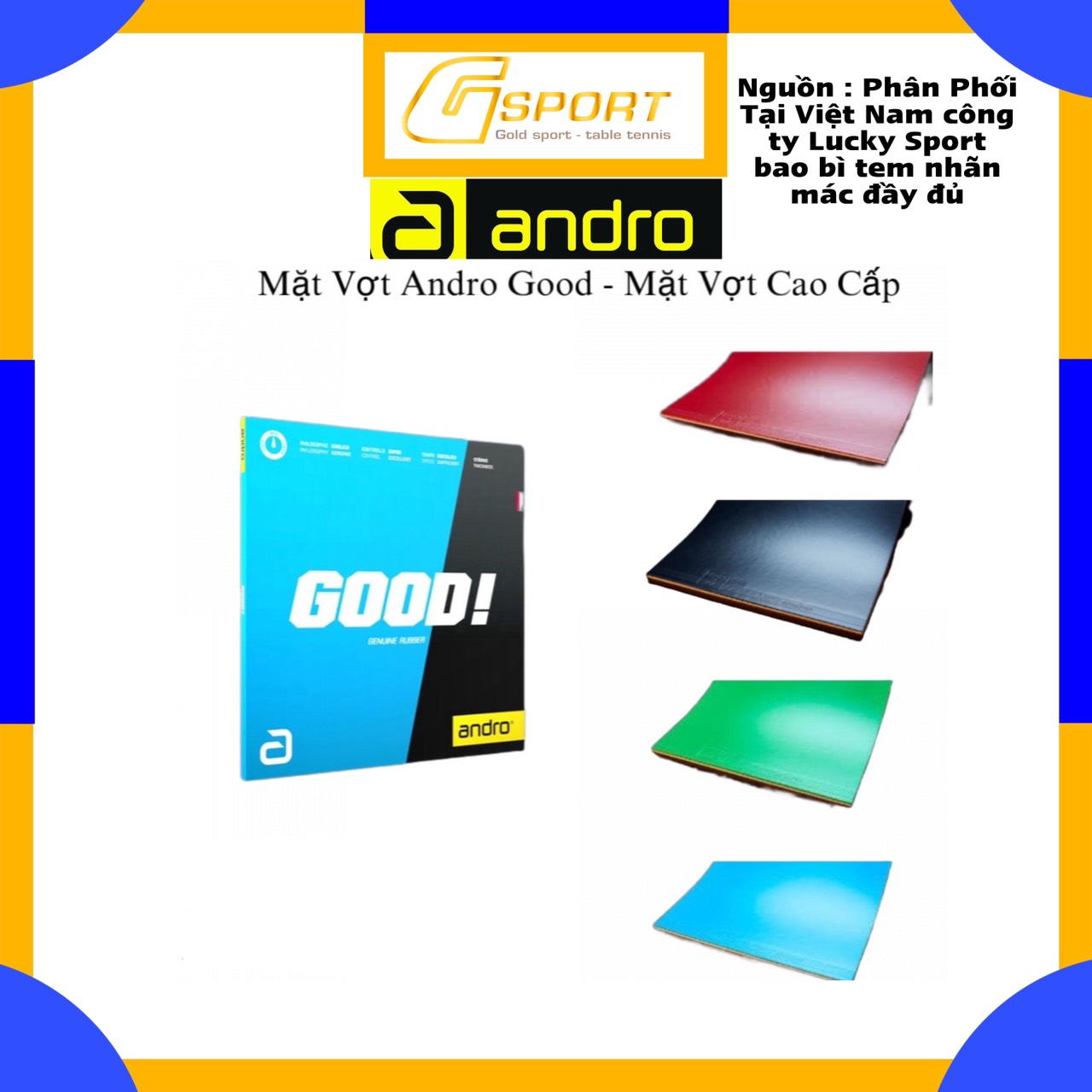 Mặt Vợt Bóng Bàn Andro Good – Độ Bám Cao, Kiểm Soát Tốt, Hàng Chính Hãng Đức