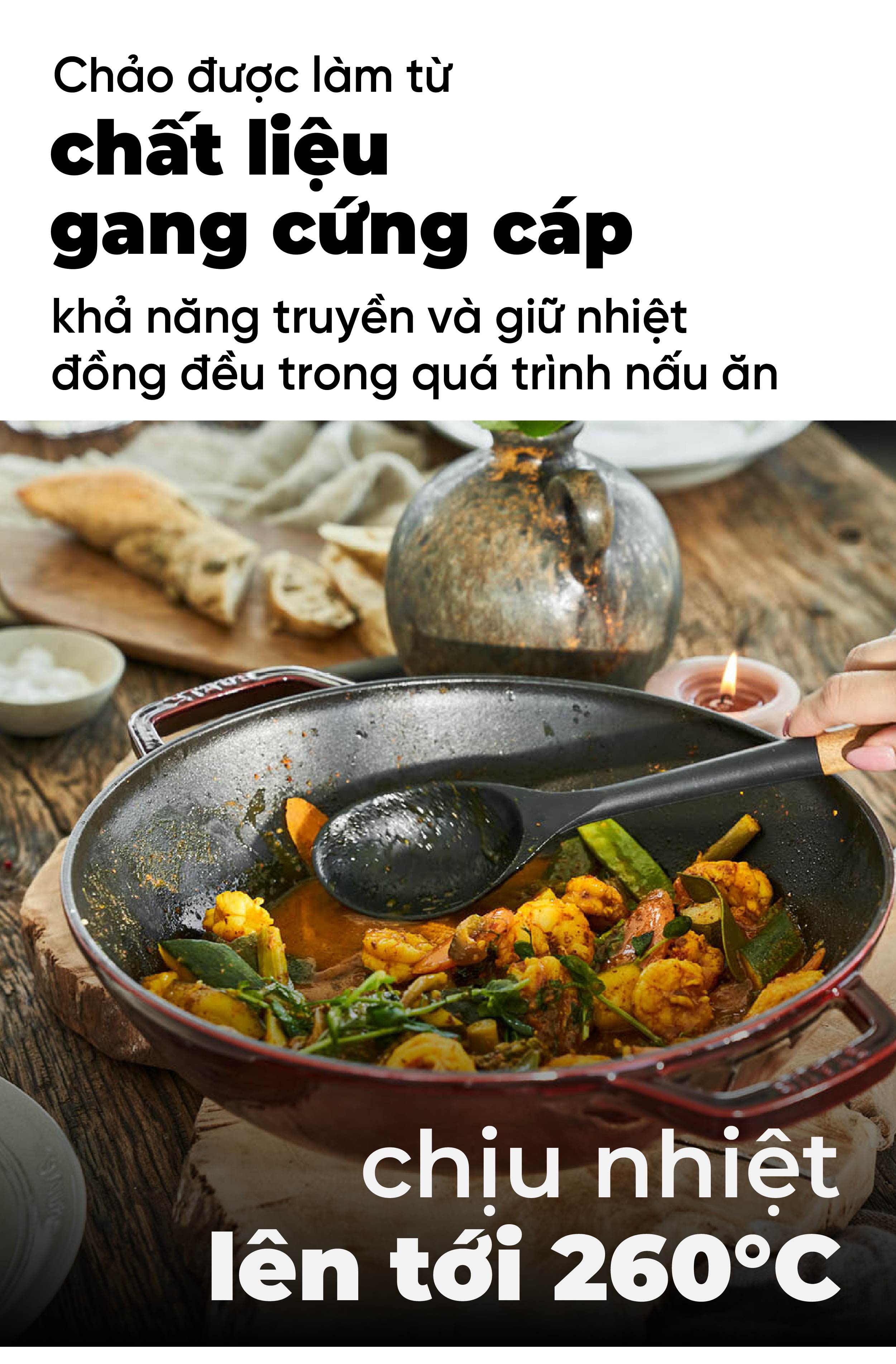 Staub - Chảo wok - 29cm Đỏ/ Xanh Đen