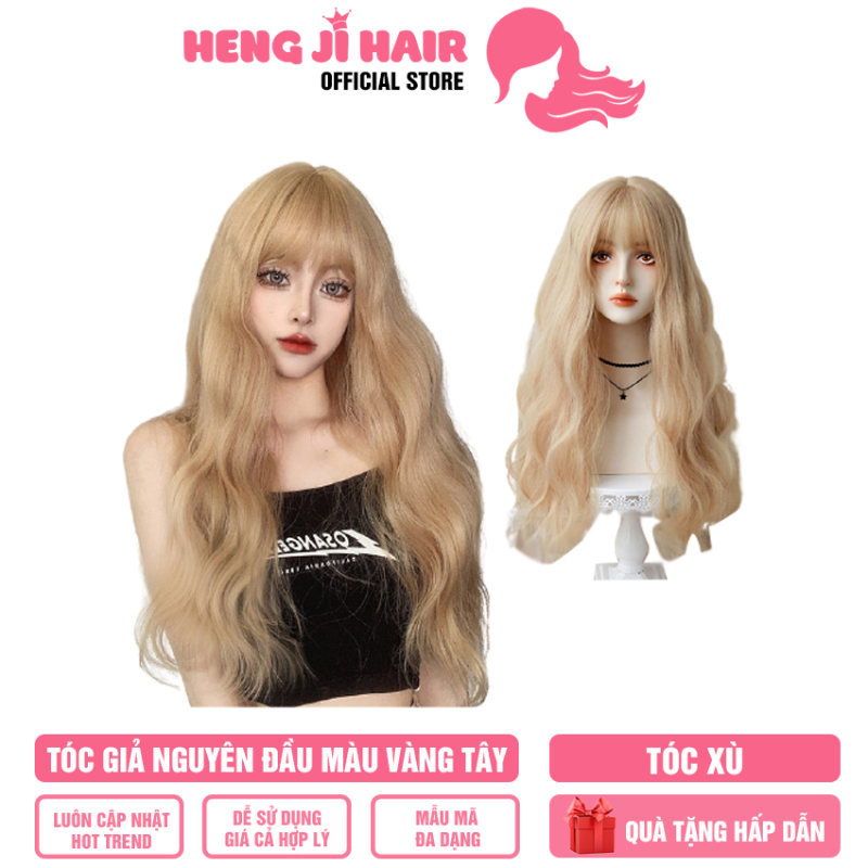 [TẶNG QUÀ 29K] Tóc Giả Nữ Nguyên Đầu Màu Vàng Tây HH52 Chắc Chắn, Không Sợ Rơi Khi Hoạt Động Mạnh, Hàng Có Sẵn, Cam Kết Cả Về Chất Liệu Cũng Như Hình Dáng - Hengji Hair Official Store