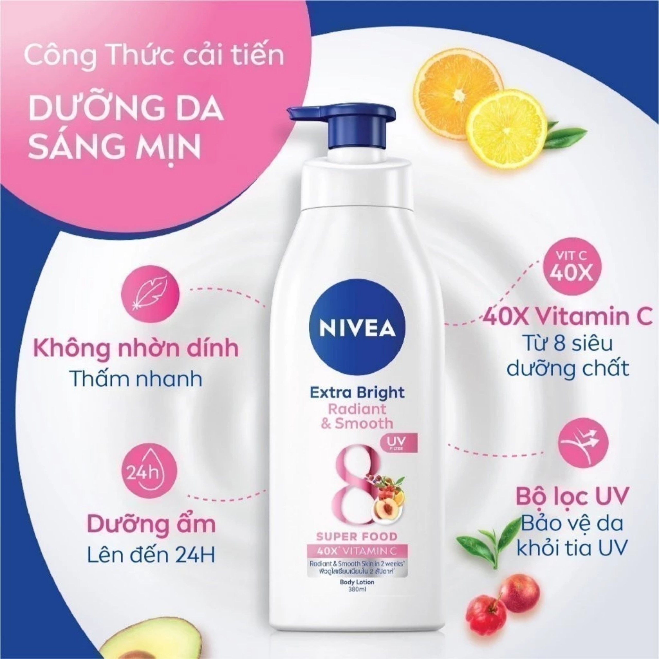 DƯỠNG BODY NIVEA EXTRA BRIGHT RADIANT & SMOOTH SUPER 350ML