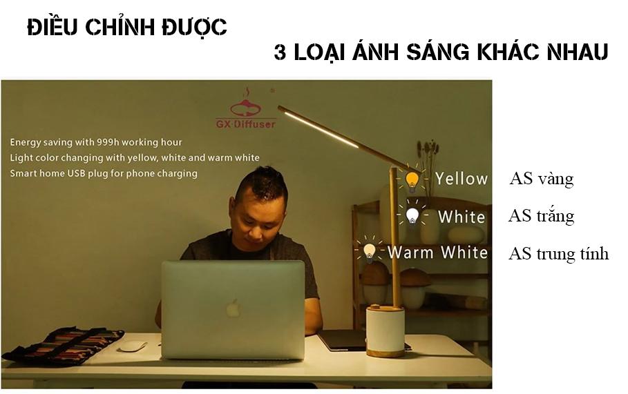 Đèn LED đọc sách, đèn làm việc, đèn học chống cận, đèn ngủ thông thông minh, tích điện 4000mA GX, 3 chế độ ánh sáng, thời gian pin chờ lên đến 6 tháng (pin đã sạc còn lưu trong đèn) (vàng)