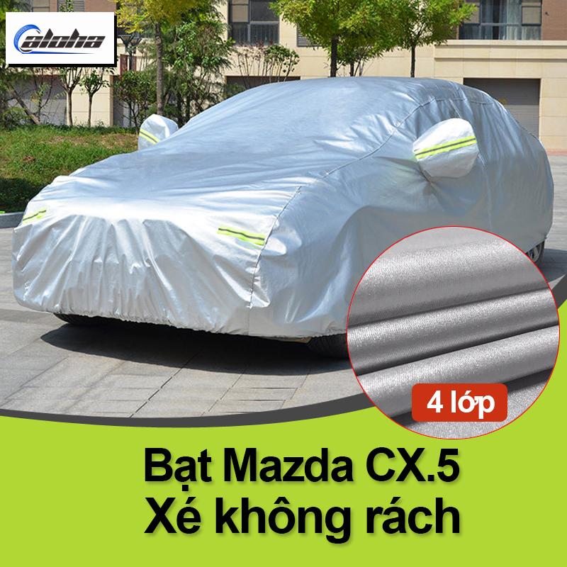 Bạt Phủ xe ô tô Mazda cx5 Bạt phủ xe hơi - áo trùm che phủ xe hơi nhôm bạc 4 chỗ đến 7 chỗ 2 lớp chống nóng mưa xước sơn vân 4D - Xám