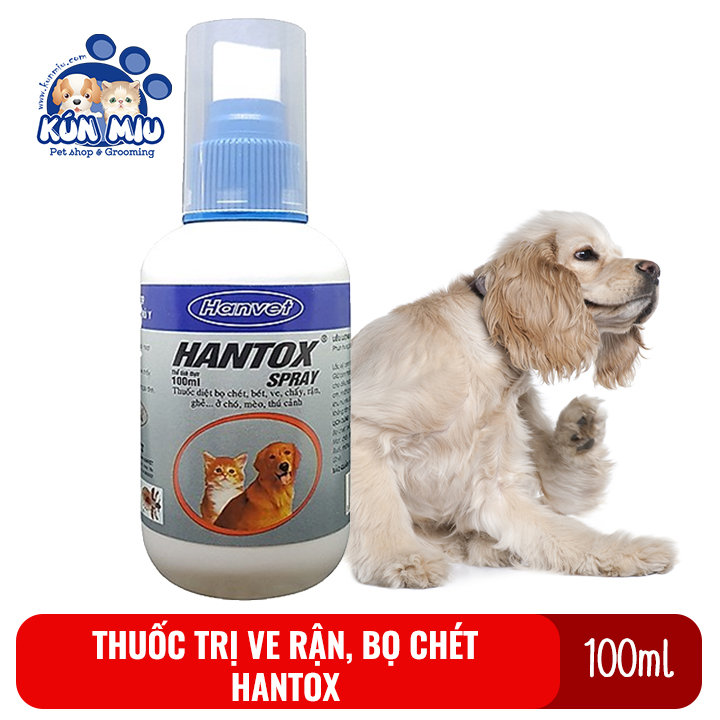Chai xịt ngoài da diệt ve rận bọ chét ký sinh trùng cho chó mèo Hantox 100ml chiết suất từ hoa cúc nên hoàn toàn không độc hại đến người và vật nuôi