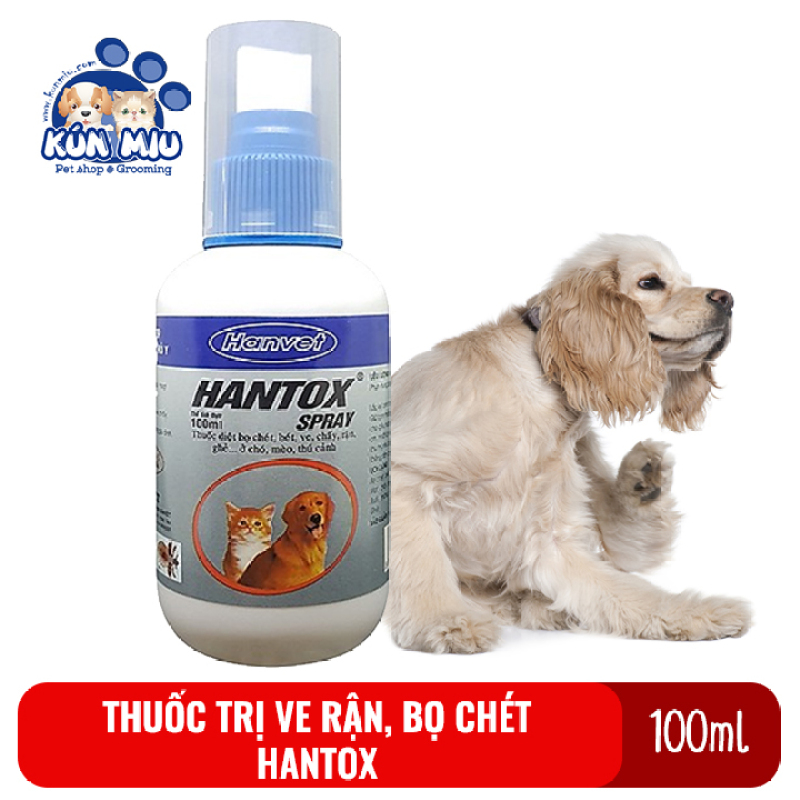 Chai xịt ngoài da diệt ve rận, bọ chét, ký sinh trùng cho chó mèo Hantox 100ml