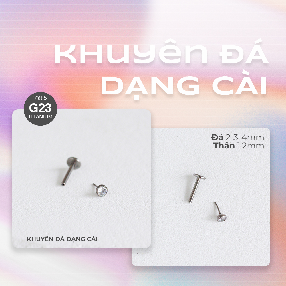 (1 Chiếc) Khuyên đá cài thân 1.2mm - Titanium - Khoen Store