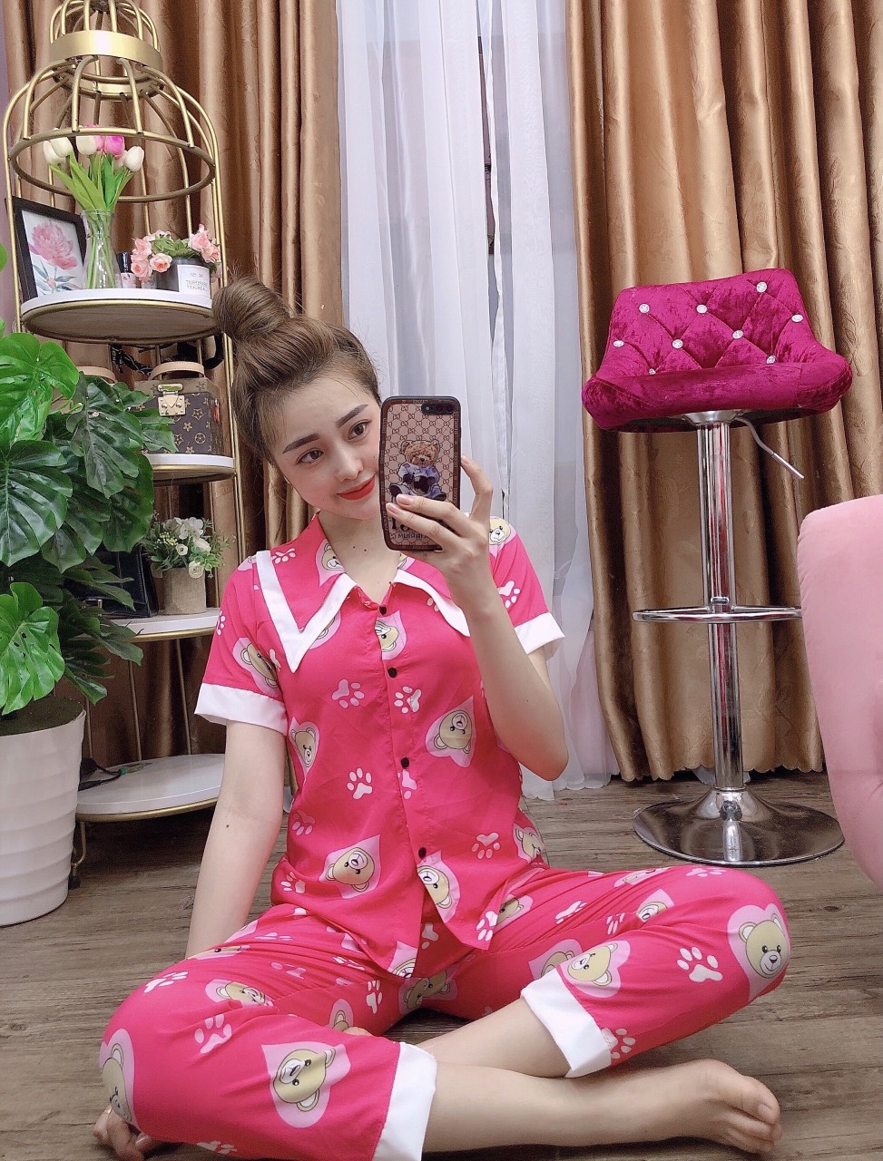 Set Bộ Lụa Hàn Mặc Nhà Siêu Xinh Freesize Dưới 60kg