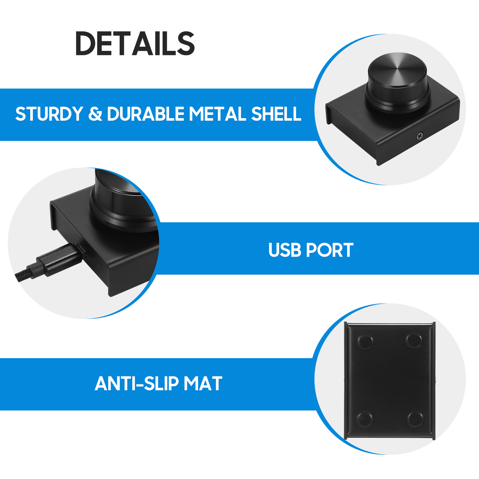 USB Volume Control Knob One Key Mute Volume Controller for Computer Laptop Plug and Play PC Speaker Audio Adjuster Compatible with Win 10/ 8/ 7/ Vista/ XP/ Mac