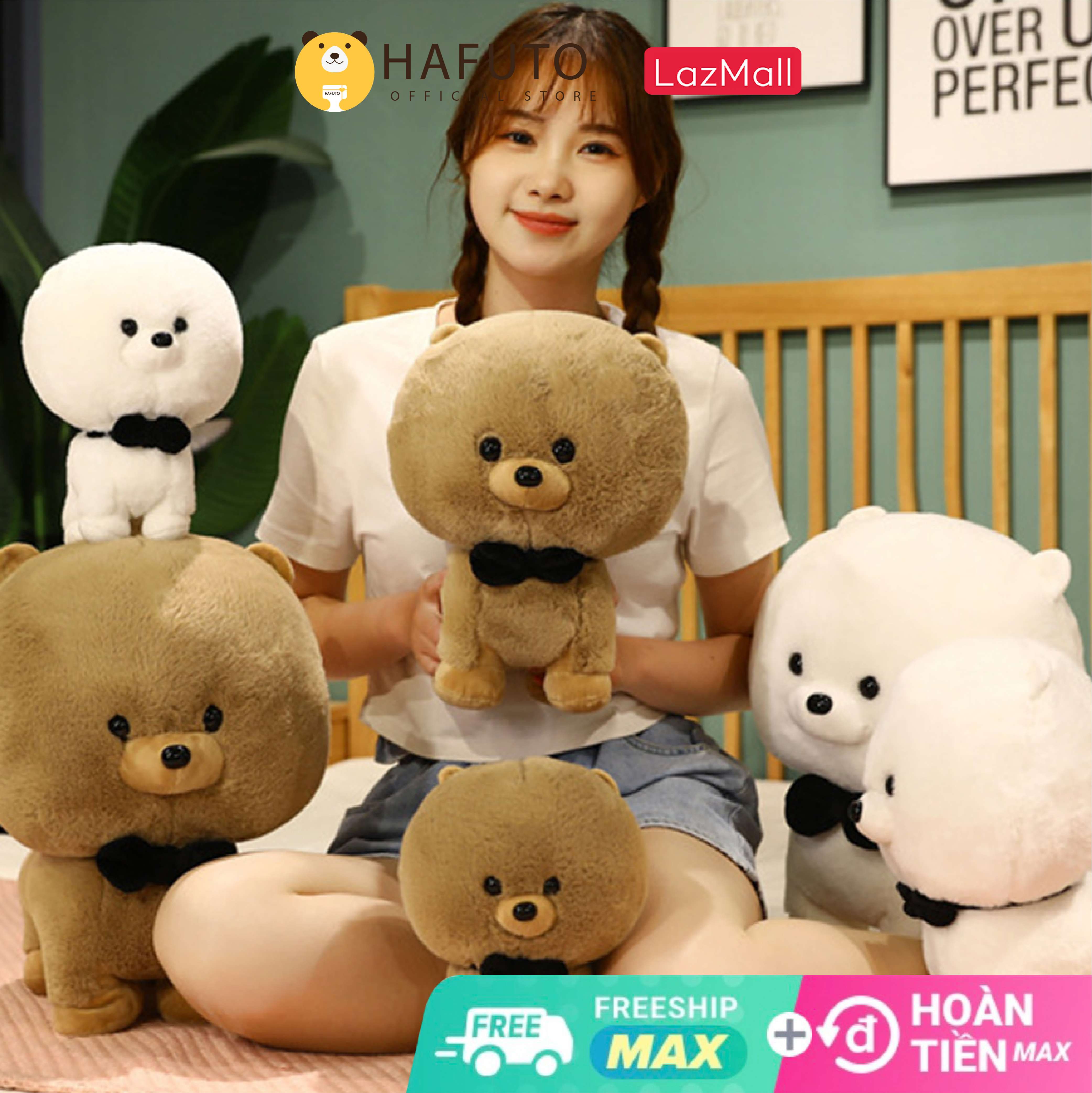 Chó Lông Xù Đeo Nơ Đủ Size Hàng Cao Cấp HaFuTo