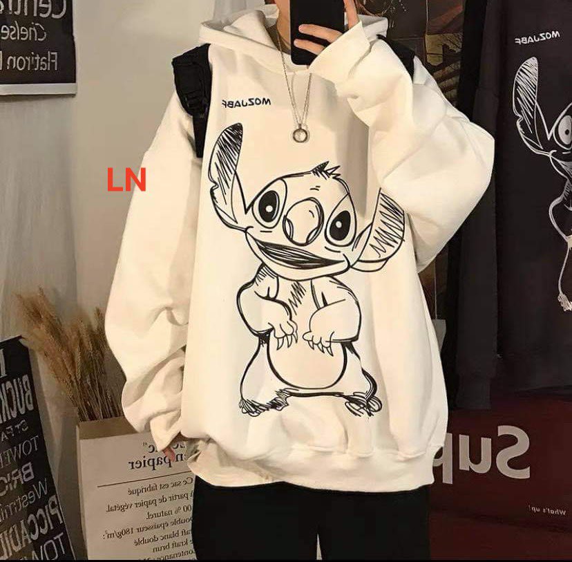 Áo hoodie Stitch đen trắng - LN5545