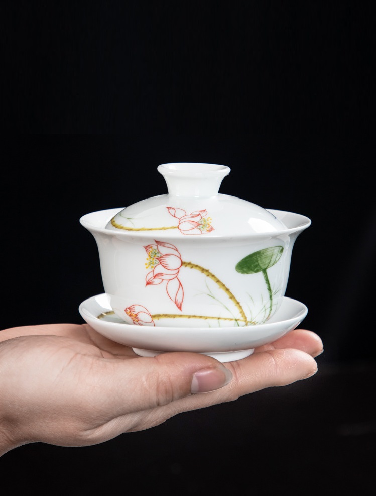 Chén Khải sứ trắng Bạch Định thấu quang 190 ml