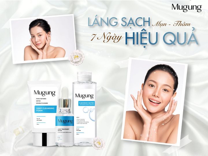 [HCM][Mugung Korea Nước Tẩy TrangSữa Rửa MặtSerum mụn] Bộ 3 Láng sạch Mụn-thâm 7 ngày hiệu quả