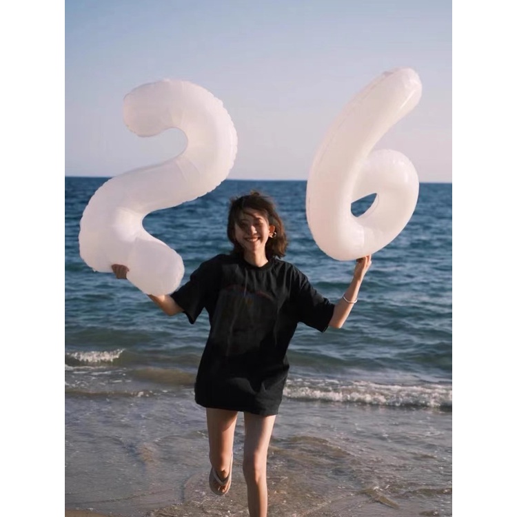 Bóng số sinh nhật màu trắng màu đen size lớn trang trí sinh nhật HAPPYKID BSSNT