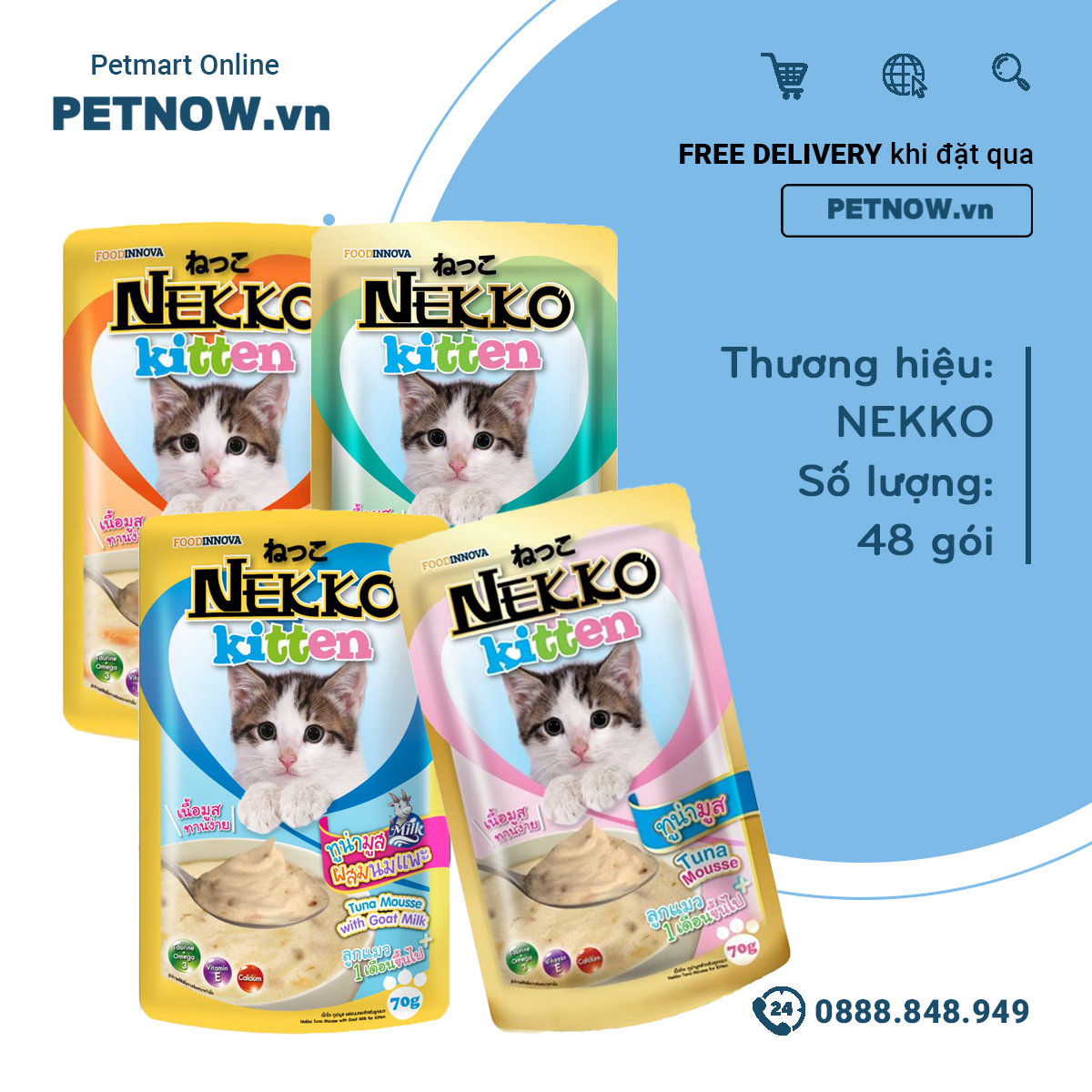 Combo Pate mèo NEKKO Kitten- 48 gói petnow
