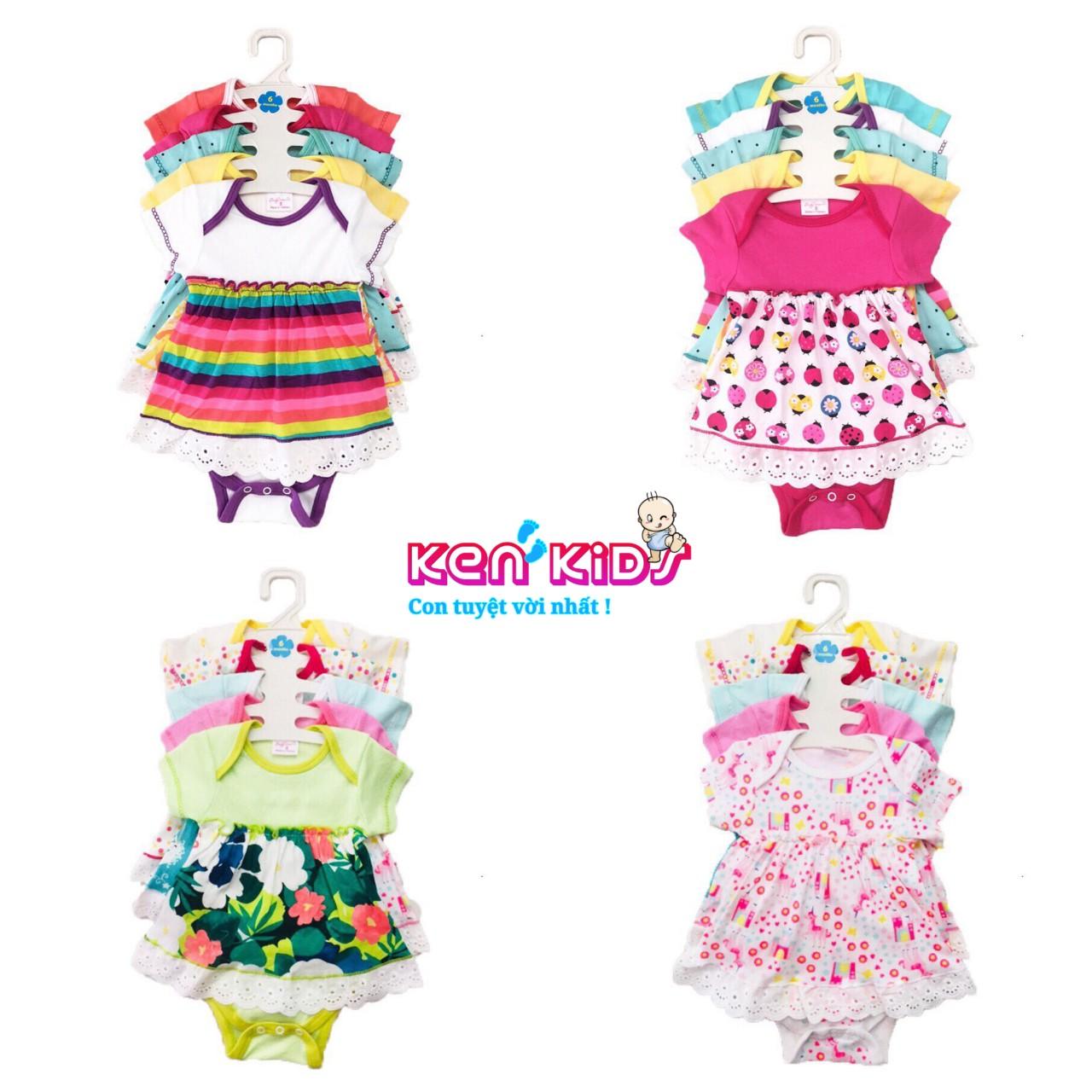 COMBO 5 Body váy phối ren hoa, chất đẹp nhiều màu cho bé (s1 - s4) - 5 bộ