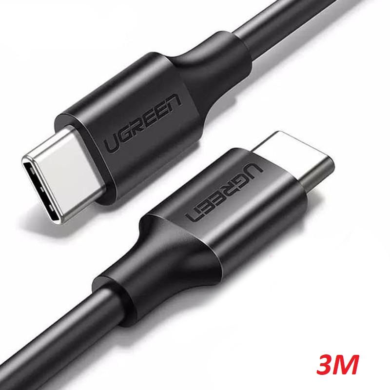 Ugreen 60788 3m 60w usb type c 2.0 cáp sạc và truyền dữ liệu màu đen từ máy tính ra điện thoại us286