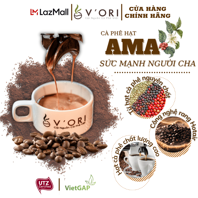CÀ PHÊ HẠT RANG AMA 100% ROBUSTA 250GR (CHỨNG NHẬN UTZ & VIETGAP)