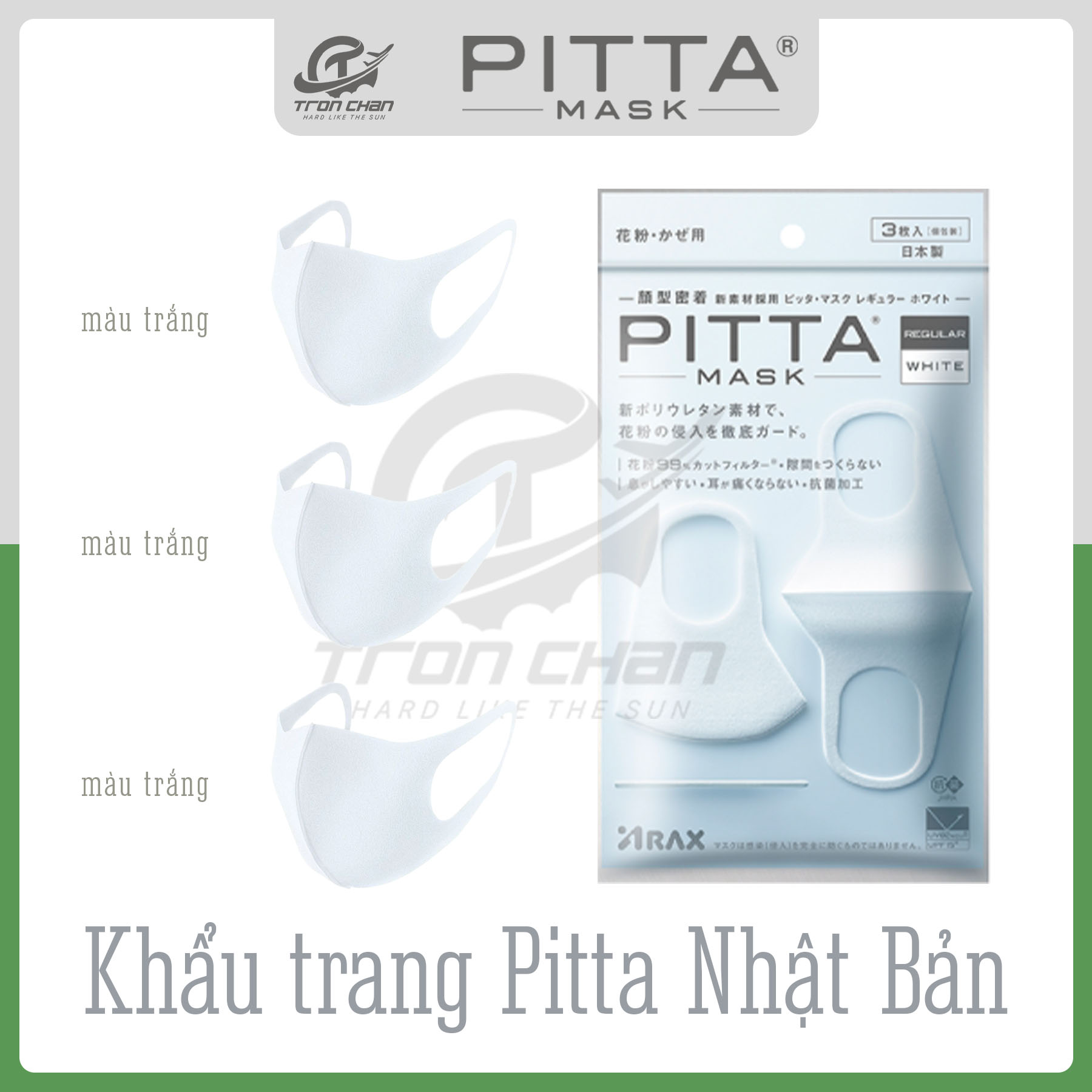 Khẩu Trang Pitta Nhật Bản Size Regular - Gói 3 cái