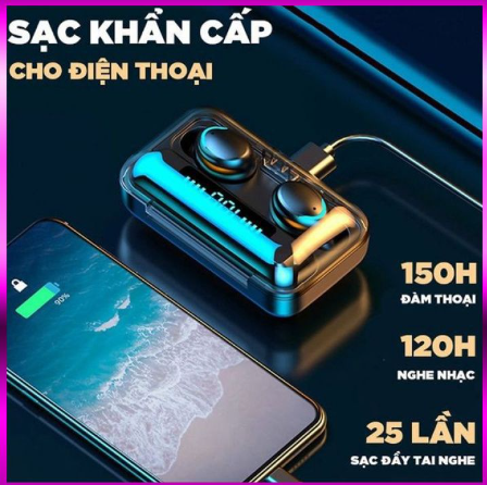 Tai nghe Bluetooth 5.0 Tai nghe không dây F9 PRO - Bản Quốc Tế 2020 Nút Cảm Ứng Chống Nước - Pin Sạc 2000mah