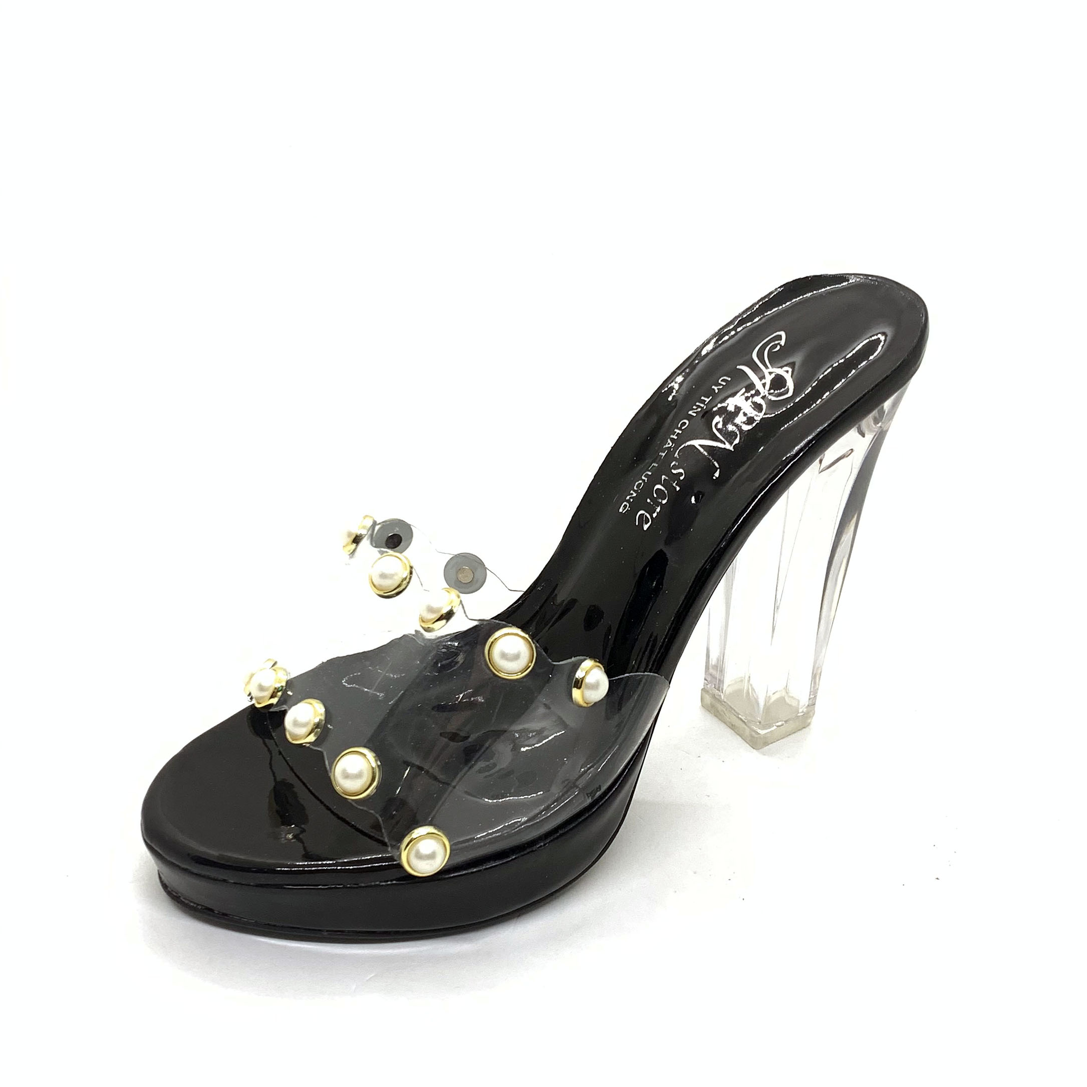 Dép Cao Gót Trong 10phan Meca Bản Trong Đính Châu