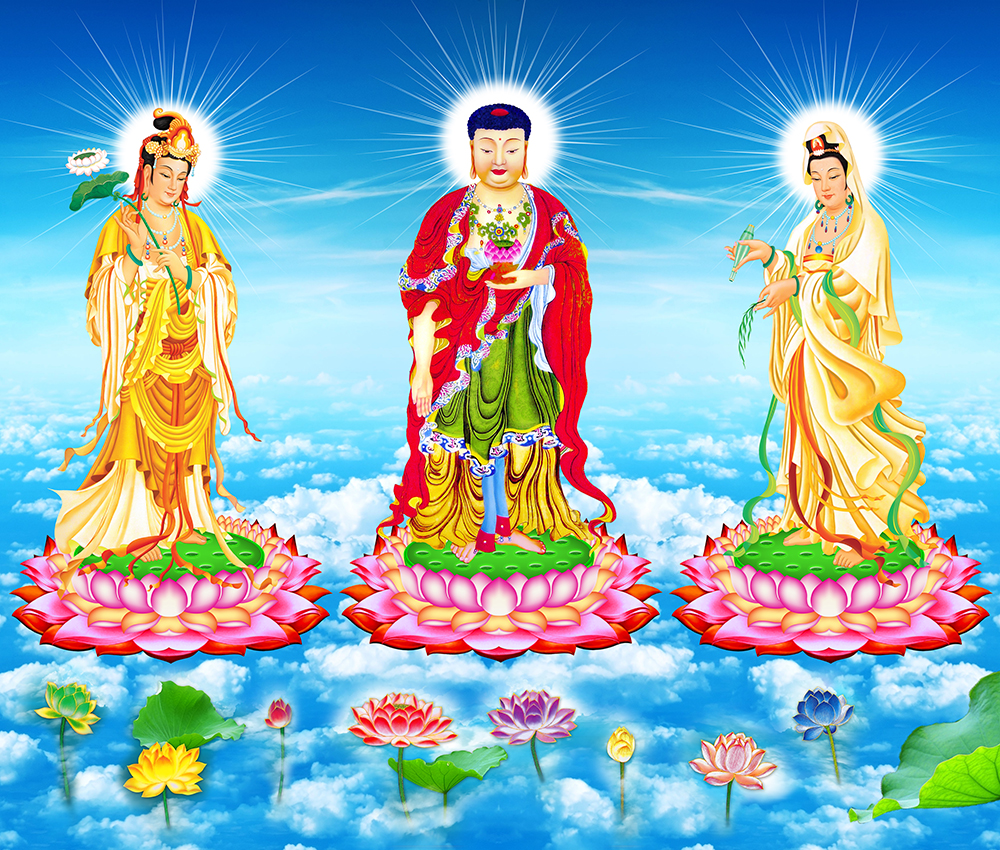Tranh Phật Tam Thánh 2 kèm khung