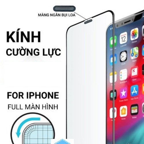 Kính cường lực full màn hình bảo vệ ngăn bụi màng loa cho ip 6/6 Plus/7/7 Plus/8/8 Plus/IP X/XS Max/IP 11/11 Pro max